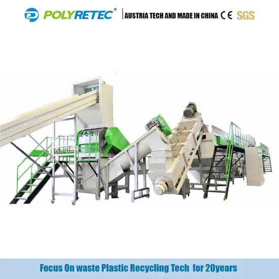 Fully Automatic 300kg/H to 2000 Kg/H HDPE/PP/PE Plastic Bottle Crushing Washing Recycling Plant with CE Certificate