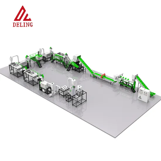 Deling Efficient 500kg Pet Bottle Washing Crushing Drying Recycling Machinery Line for Waste Plastic Equipments