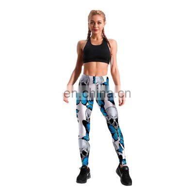 hot sexy Fitness sublimation printing Leggings Women Skull&flower Black legging