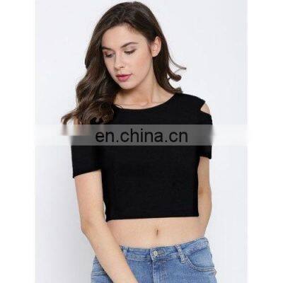 Plain Women Short Sleeve Crop Tops T Shirt