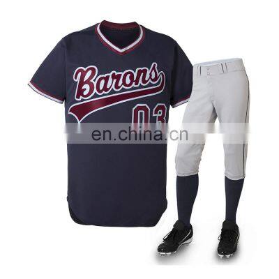 High Quality custom logo brand fabric v neck baseball uniform jersey short sets blank baseball t shirts for men