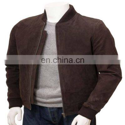 100% Men Brown Suede Bomber Jacket