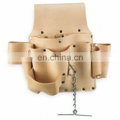 High Quality 8-Pocket Leather Electrician's Tool Pouch Bag Durable Portable Tool Belt Bag