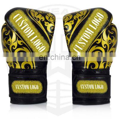 high quality cowhide leather boxing gloves/ custom logo printing boxing gloves