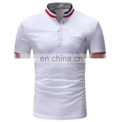 New Design Collar Printed V Neck Stand Collar Polo Shirt for men