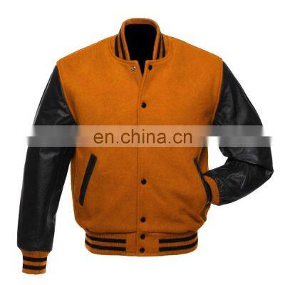 Wool with Genuine Cowhide Leather Sleeves custom Letterman jacket with perfect blend of super soft fabric lining is very warm
