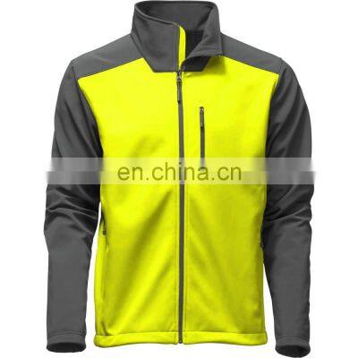 Wholesale OEM new arrival supply custom jacket for men Fluorescent yellow outdoor running jacket Hi vis softshell jacket