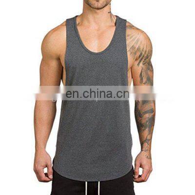 Scoop bottom Plain Tank top cotton spandex jersey tanks wholesale gym wear for men