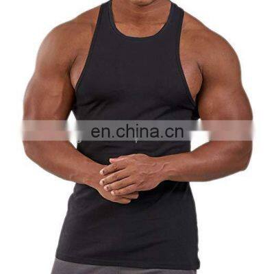 Black Plain Tank top for men, cotton/spandex jersey tanks wholesale gym stringer