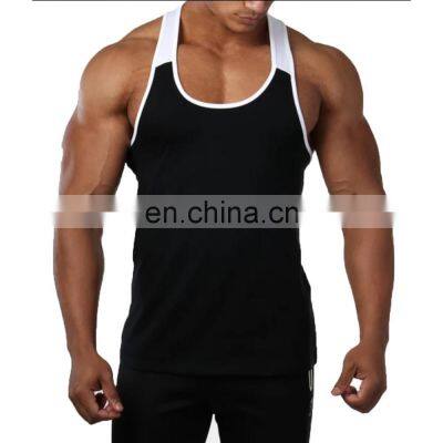 High Quality Two Tone Custom Cotton Sports Muscle Singlet Sleeveless Travel Vest Gym Men's Tank Top Bodybuilding Fitness Running