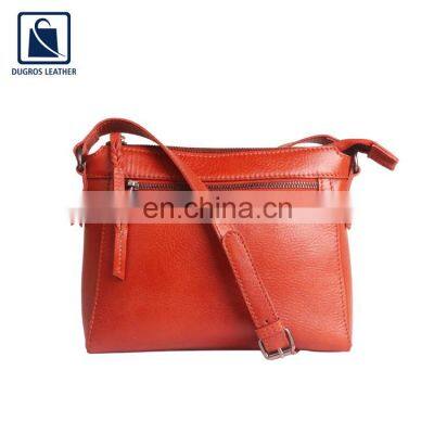 Unique Design Hot Selling Anthracite Fitting and Matching Stitching Genuine Leather Women Sling Bag for Sale