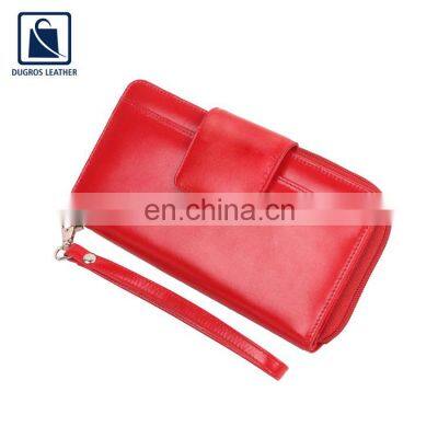 Stylish Look Matching Stitching Magnet Closure Type Genuine Leather Wallet for Women