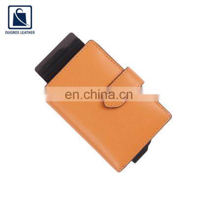 Loop Closure Type Nickle Fitting Eye Catching Design Unisex Genuine Leather Card Case Holder Manufacturer