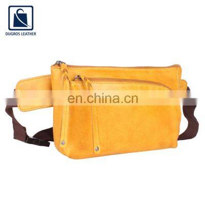 Silver Antique Fitting Swiss Cotton Lining Premium Quality Luxury Pattern Wholesale Genuine Leather Bumbag/ Waist Bag