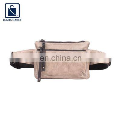 Vintage Style Silver Antique Fitting Stylish Fashion Designer Swiss Cotton Lining Material Genuine Leather Waist Bag