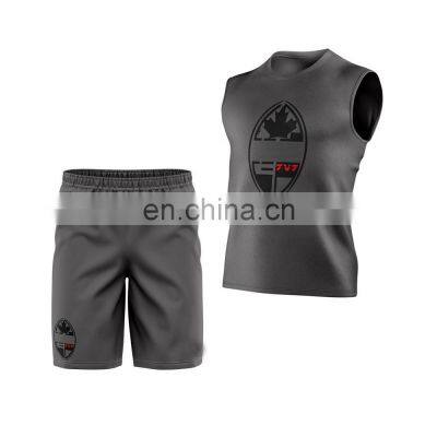 Wholesale Price Custom Logo Design 7on7 Football Uniform Sublimation Printing Team Wear 7v7 Football Jersey & Short