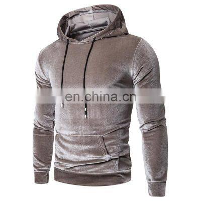 wholesale men hoodie drop shoulder velvet hip hop custom pullover men's cotton Velour hoodies