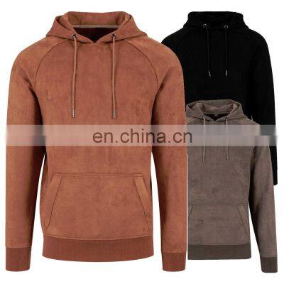 Wholesale fleece hoodie New Design Long Sleeve Men's Pullover Winter Warm Velour Velvet Suede Hoodie for Men