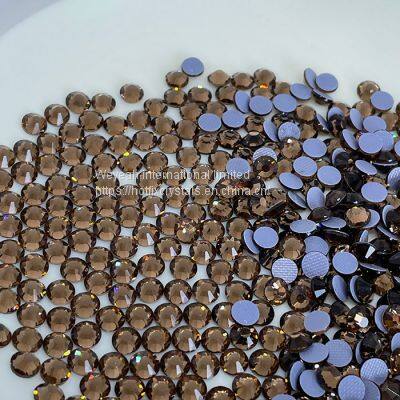 Hotfix flat back glass crystal rhinestones smoked topaz ss4-ss30