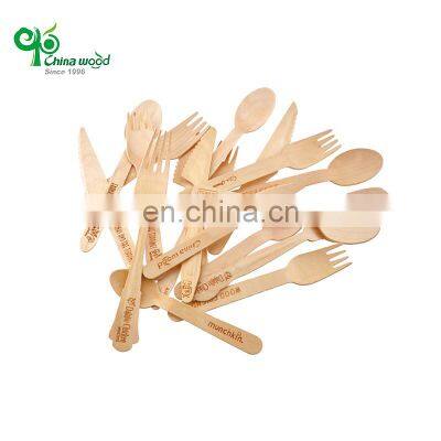 Yada Customized Flatware Printed Utensils Birch Disposable Spoon Fork Knife Set Wooden Cutlery with Brand Logo