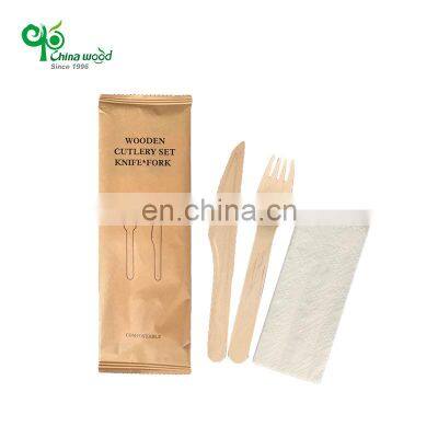 YADA Disposable Wooden Cutlery Sets for Party Wooden Knife Fork Spoon Flatware Sets Restaurant Fast food Cutlery