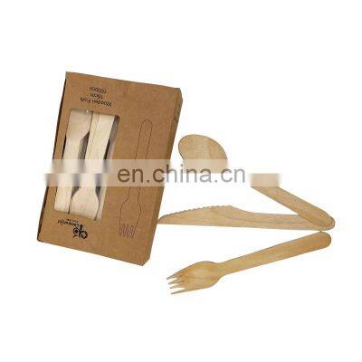 100% FSC Certified White Birch Wood Cutlery Disposable Wooden Cutlery Dinnerware For Birthday Party