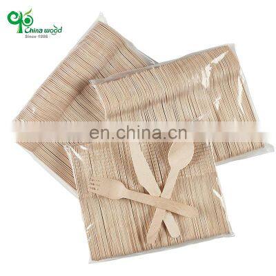 100% Wood Utensils Disposable Cutlery Set Wooden Spoons Forks Knives For Home Hotel Restaurant Customized Logo