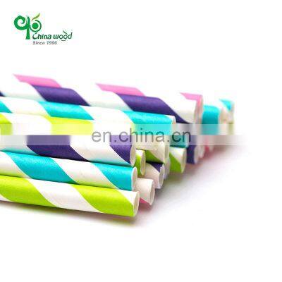 Yada High Quality Disposable Paper Straws Colorful Striped Bubble Tea Disposable Straws For Party