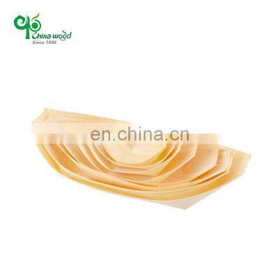 Yada Eco - friendly Natural Disposable Restaurant Wood Aspen Sushi Boat Serving Plate Disposable Sushi Boat