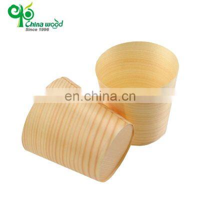 Yada Renewable And Biodegradable Disposable Eco-friendly Custom Wood Cups Natural Pine Cup Sushi Tray