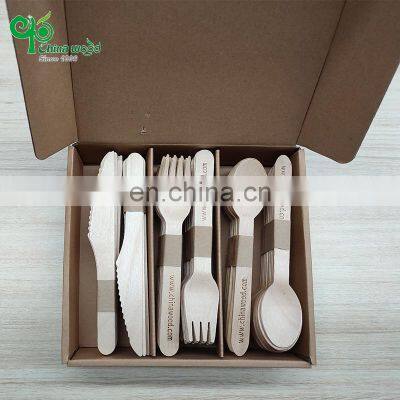Yada Flatware Sets Paper package compostable utensils biodegradable ensemble cuillre et fourchette wooden spoon knife and fork