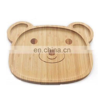 wholesale Natural Ecofriendly Reusable Panda shape Bamboo Kids Plate