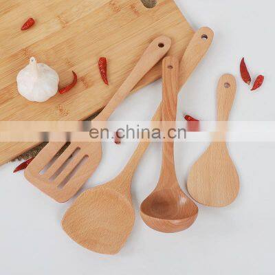 Eco Friendly Biodegradable Bamboo Spoon Fork Spatula Kitchen Tools Cooking 4 Sets