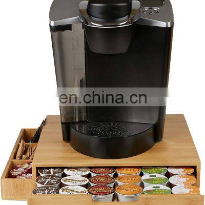 Bamboo Coffee Capsule Drawer Holder Organizer with Dual Drawer/Homex_BSCI