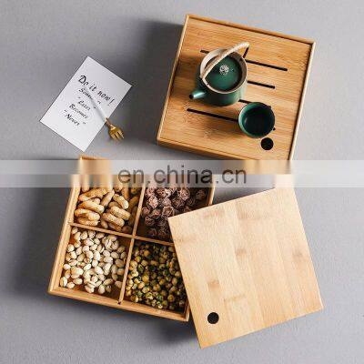 Bamboo Dried Fruit Organizer Tray Candy Box Snacks Food Dried Fruit Bowl Storage Box Drawer Pantry Organizer Kitchen & Tabletop