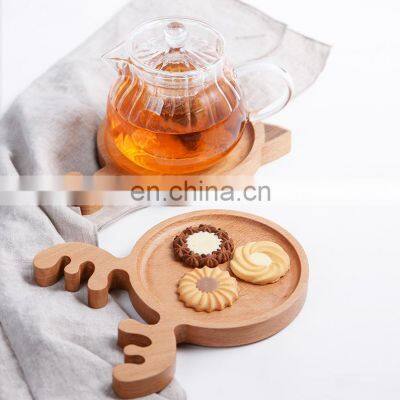 Creative Good Quality Bamboo Antler Shaped Serving Plate Tray Christmas Snack Food Elk Decorative Tray