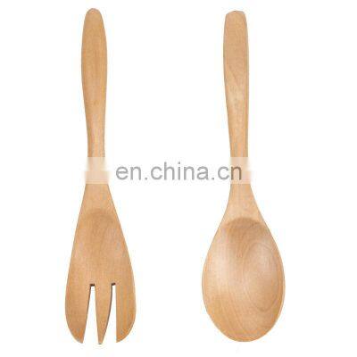 Nature Material Home Kitchen Children's Wooden Lotus wood Fork and Spoon Cold Salad Spoon