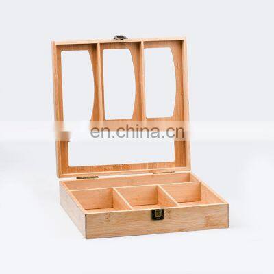 Natural bamboo wood sandwich ziplock reusable home food storage bags rack organizer with lid eco friendly 12 kitchen & tabletop