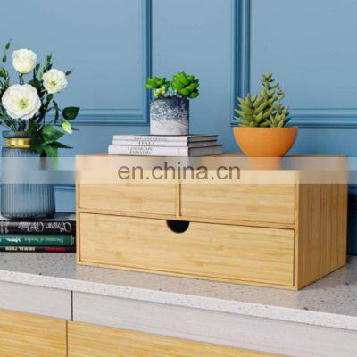Multifunctional household wooden table organizer desktop drawers type cosmetic sundries storage for office desktop