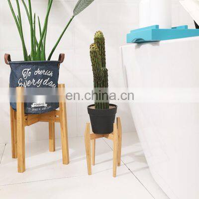 Wholesale lawn and garden supplies bamboo wood indoor outdoor shop design adjustable corner flower pots foldable plant stand