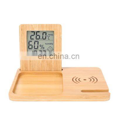 Magic 3 in 1 wireless charging notebook pad stand station planner woman man decorative desktop weather clock mobile phone holder