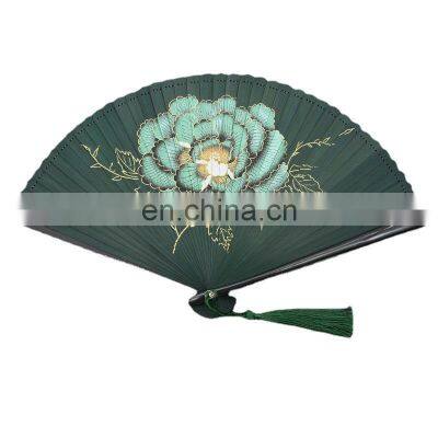 Reasonable Price Custom Handheld Peony Bamboo Fan with Tassels