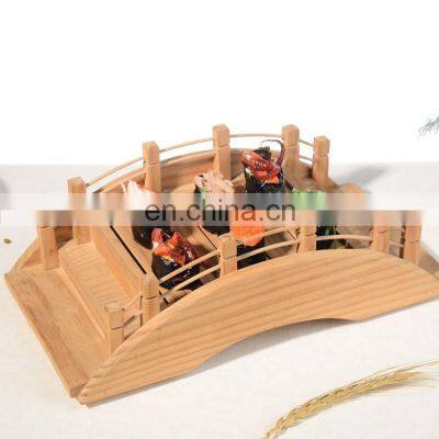 Hensin Japanese Style Sushi Bridge Sashimi Dry Ice Seafood Sushi Bridge Bamboo Wooden Bridge For Sushi Plate
