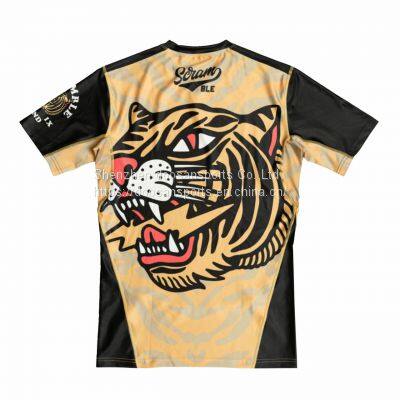 Men Polyester Suits Unti-UV Protection Short Sleeve Rash Guard