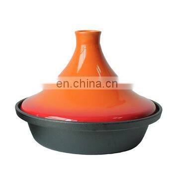 Cast Iron Tajine Pot Moroccan Tajine with Enameled Cast Iron Base and Cone-Shaped Lid