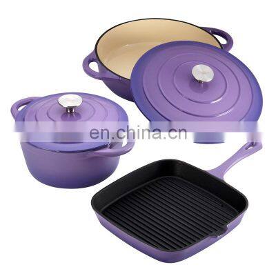 Pre-seasoned cast iron nonstick pots and pans cookware sets