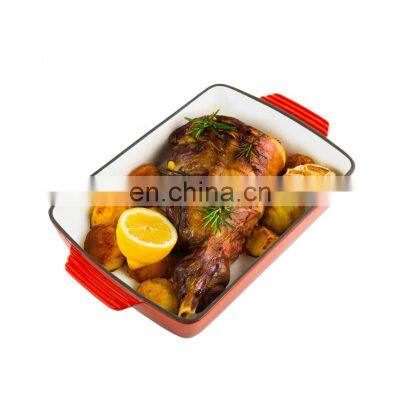 Cast iron enamel rectangle dish pan baking dish pan