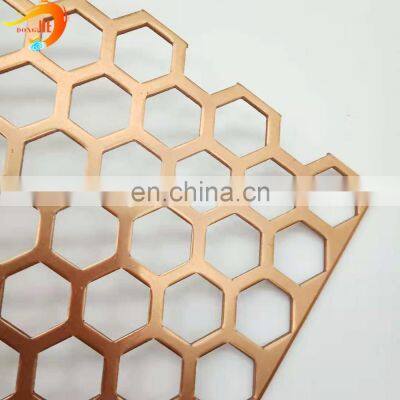Aluminum decorative anodized hexagonal hole perforated metal sheet maker