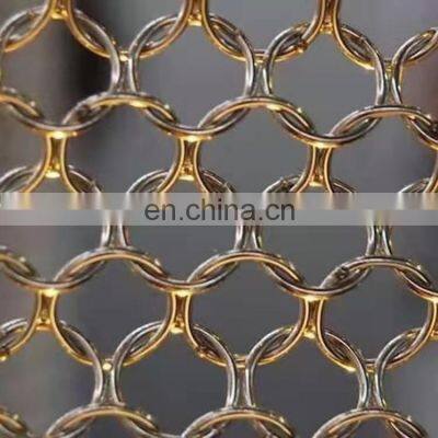 Architectural drapery brass ring mesh curtain for wall decoration