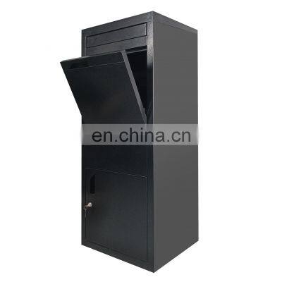 Freestanding Locking Parcel Drop Box, Black- Anti-theft Design